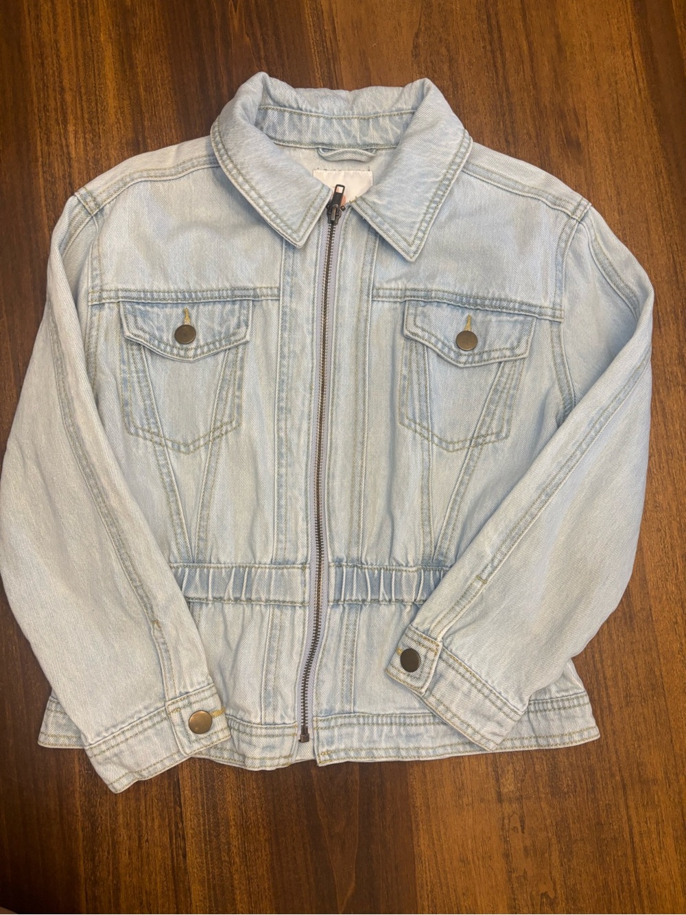 GB Girls large Light Wash Denim Zip-Front Jacket